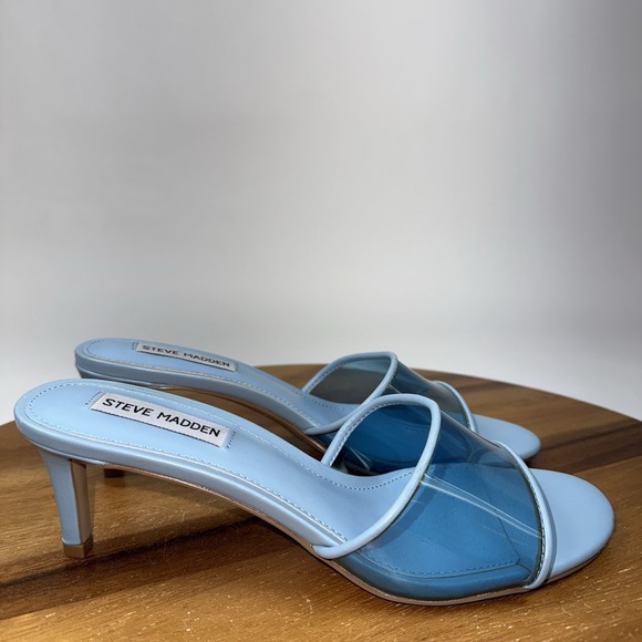 Steve Madden Shoes - New NWOB Womens Steve Madden Paloma Blue Slip On Heeled Mules Sandals Size 8 M